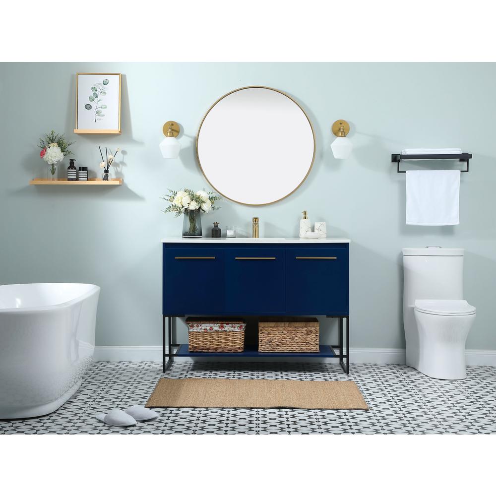 48 Inch Single Bathroom Vanity In Blue. Picture 4
