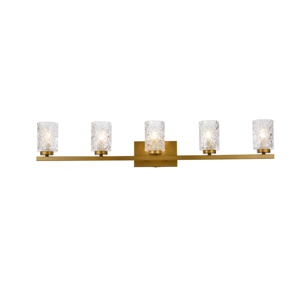 Cassie 5 Lights Bath Sconce In Brass With Clear Shade. Picture 1