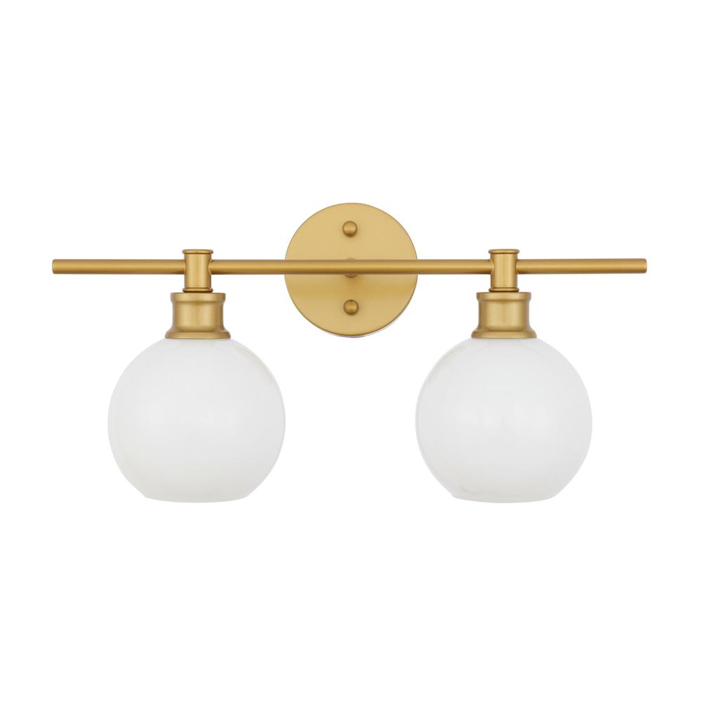 Collier 2 Light Brass And Frosted White Glass Wall Sconce. Picture 10