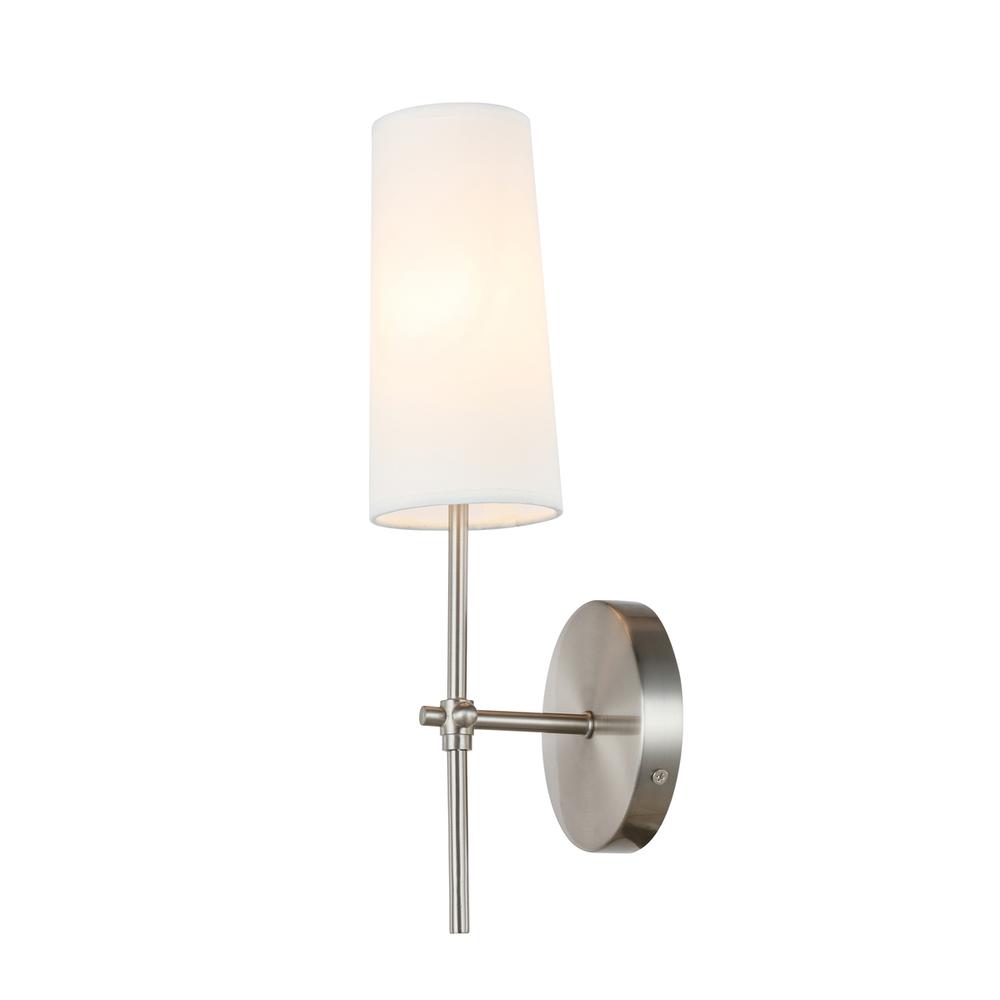 Mel 1 Light Burnished Nickel And White Shade Wall Sconce. Picture 8