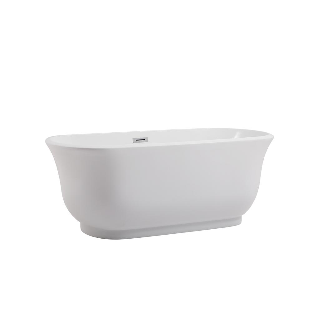 59 Inch Soaking Bathtub In Glossy White. Picture 7