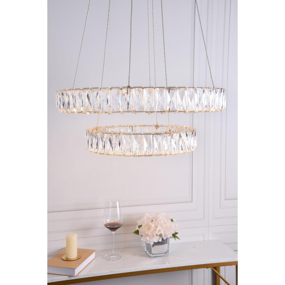 Monroe Integrated Led Chip Light Gold Chandelier Clear Royal Cut Crystal. Picture 8
