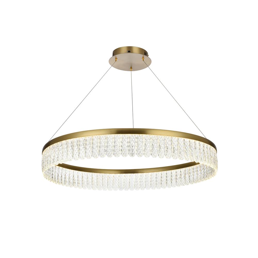 Rune 32 Inch Adjustable Led Chandelier In Satin Gold. Picture 2