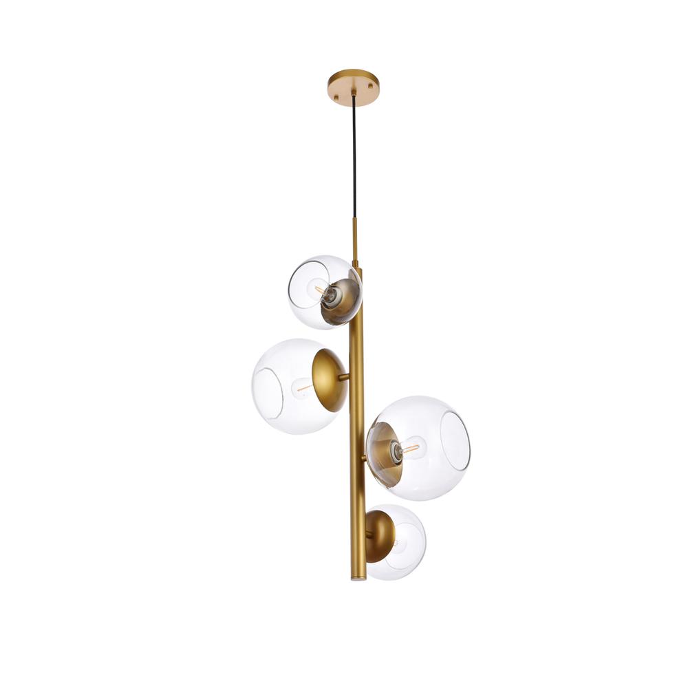 Wells 18 Inch Pendant In Brass With Clear Shade. Picture 6