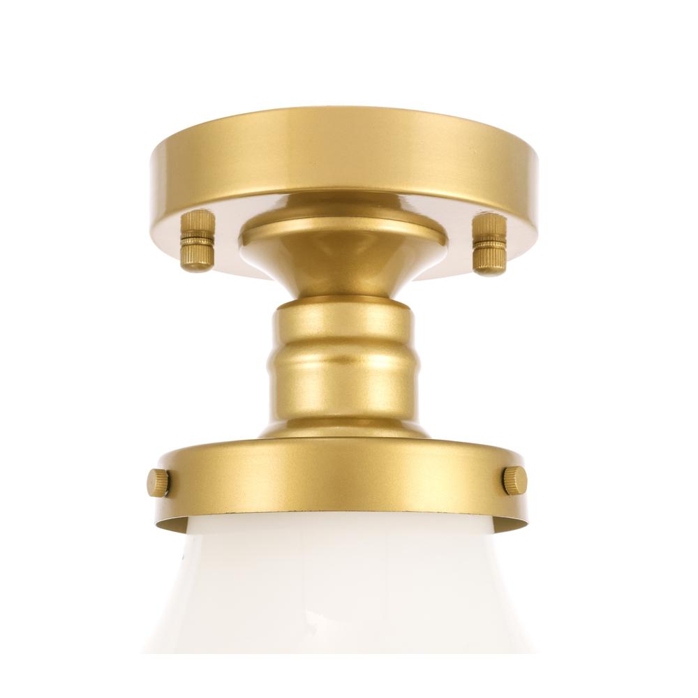 Lyle 1 Light Brass And Frosted White Glass Flush Mount. Picture 9