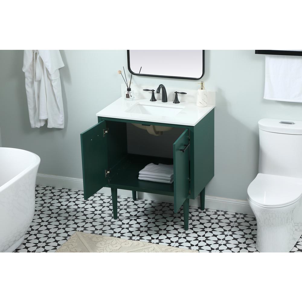 30 Inch Single Bathroom Vanity In Green With Backsplash. Picture 3