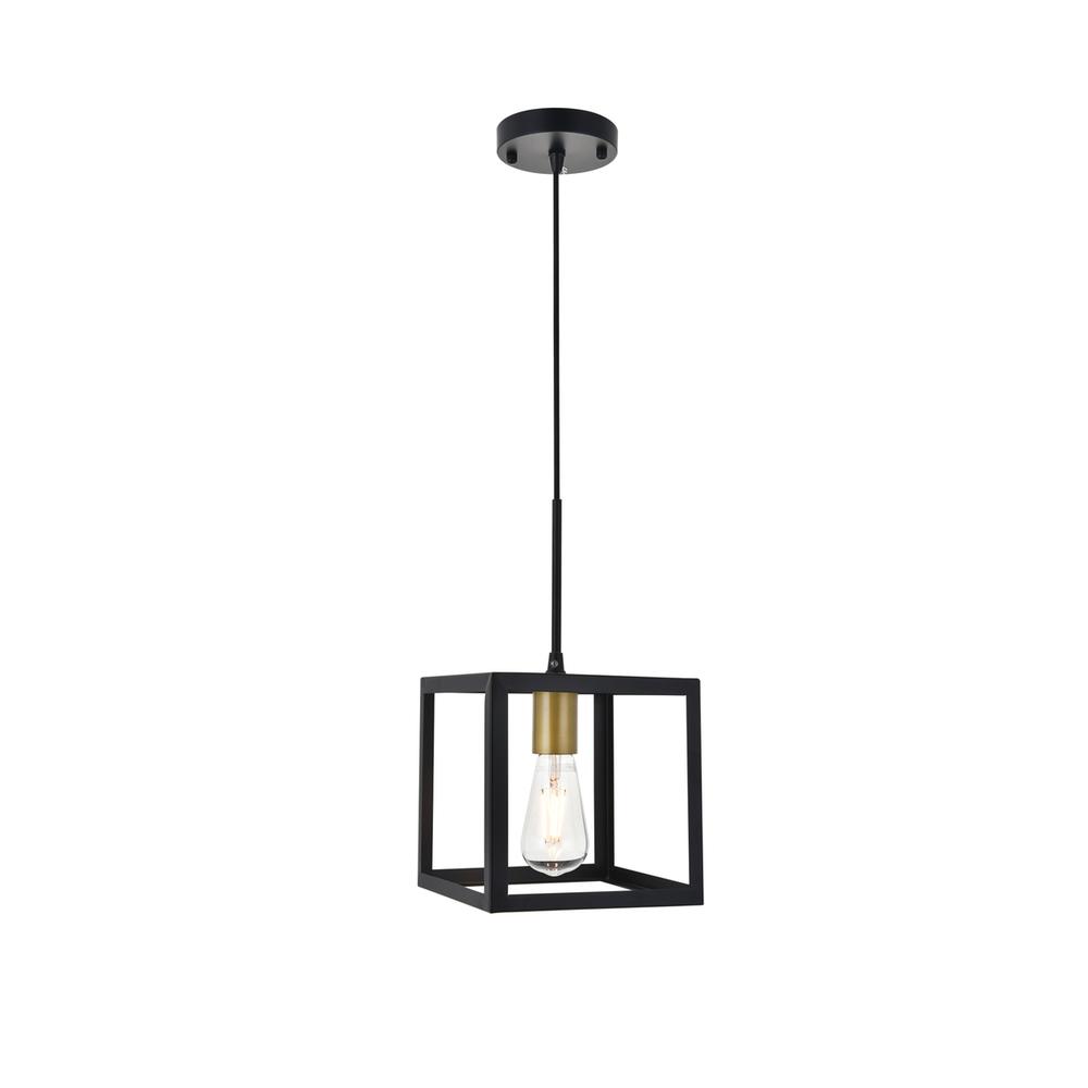 Resolute 1 Light Brass And Black Pendant. Picture 1