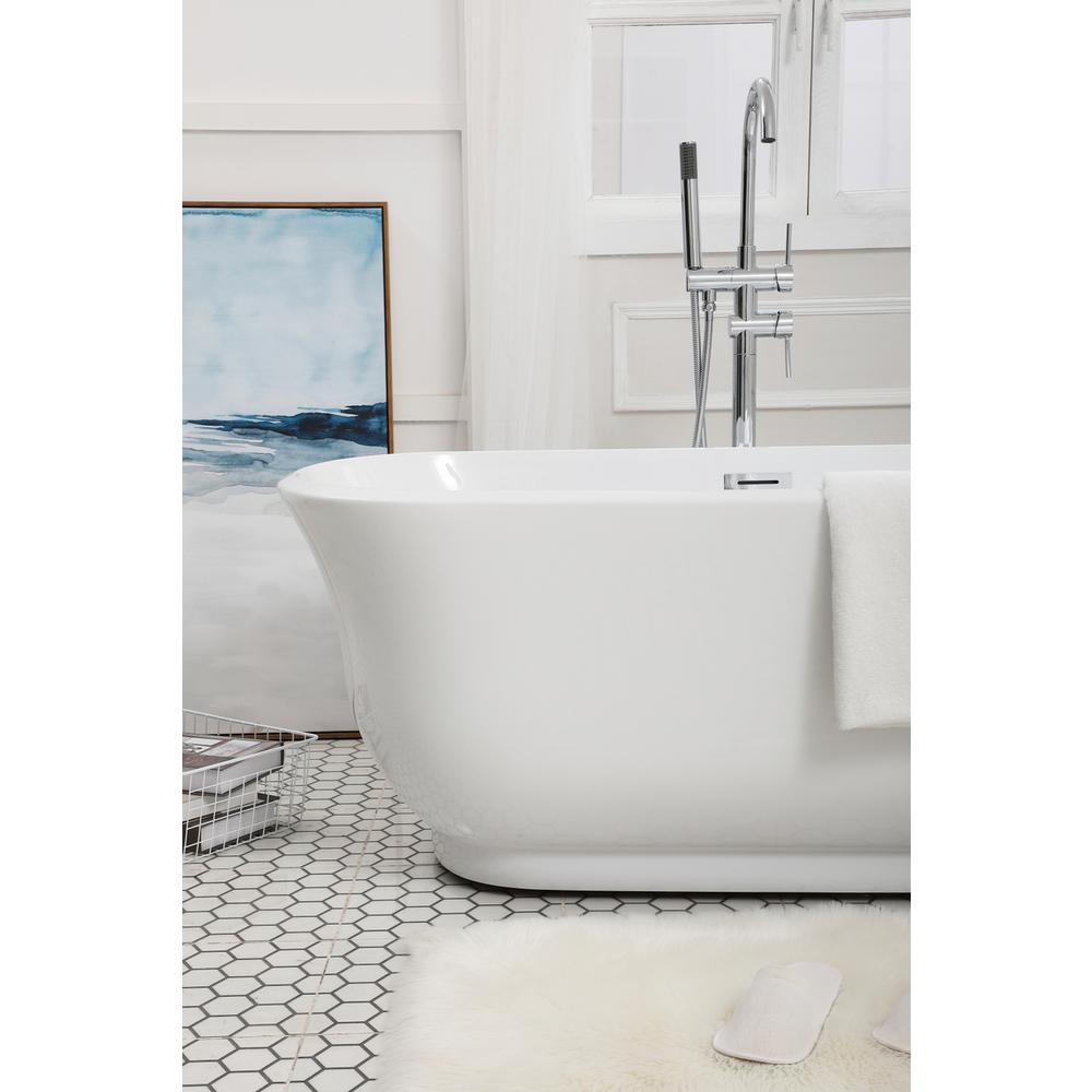 59 Inch Soaking Bathtub In Glossy White. Picture 6