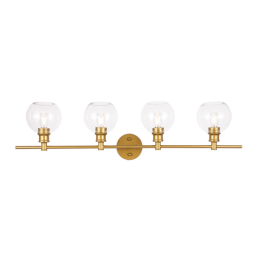 Collier 4 Light Brass And Clear Glass Wall Sconce. Picture 1
