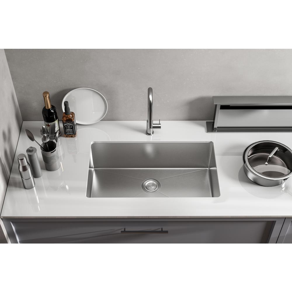 Stainless Steel Undermount Kitchen Sink L30''Xw18'' X H10". Picture 10