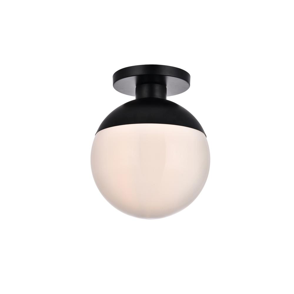 Eclipse 1 Light Black Flush Mount With Frosted White Glass. Picture 2