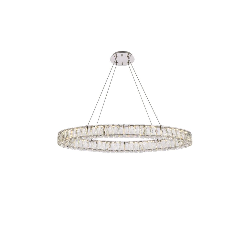 Monroe 36 Inch Led Oval Single Pendant In Chrome. Picture 1