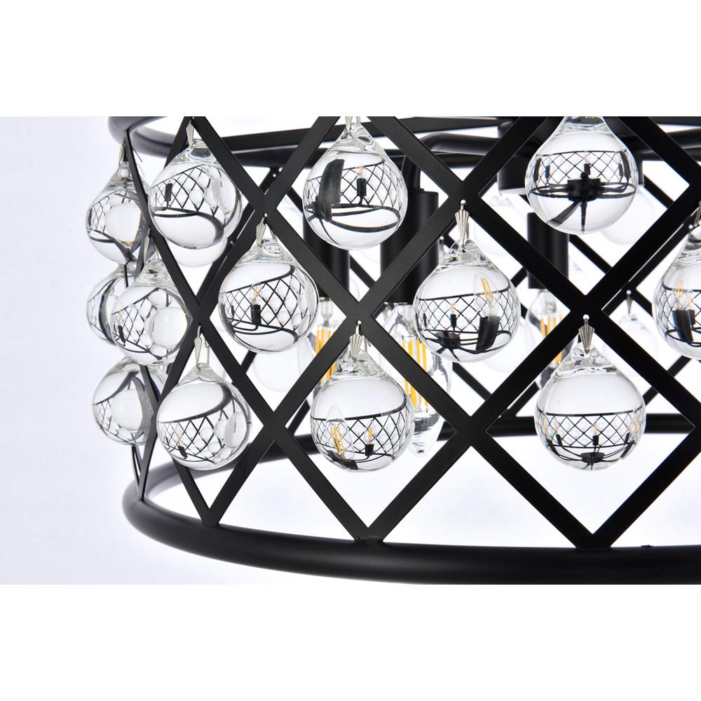 Madison 5 Light Matte Black Pendant Clear Royal Cut Crystal. Picture 3