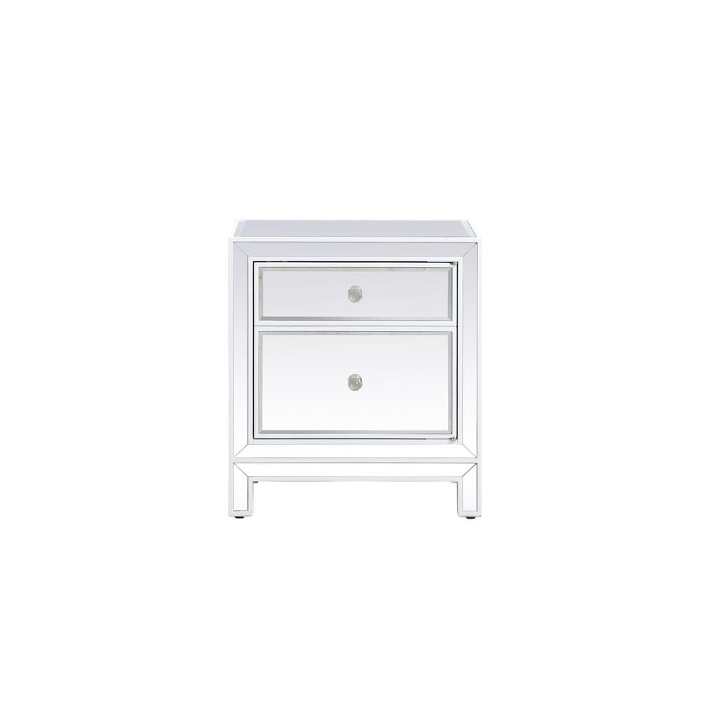 21 Inch Mirrored End Table In White. Picture 1
