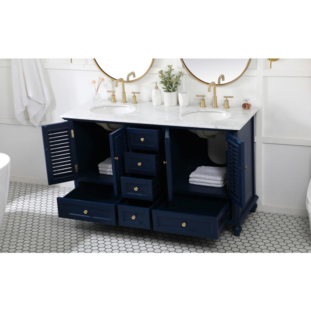 60 Inch Double Bathroom Vanity In Blue. Picture 3