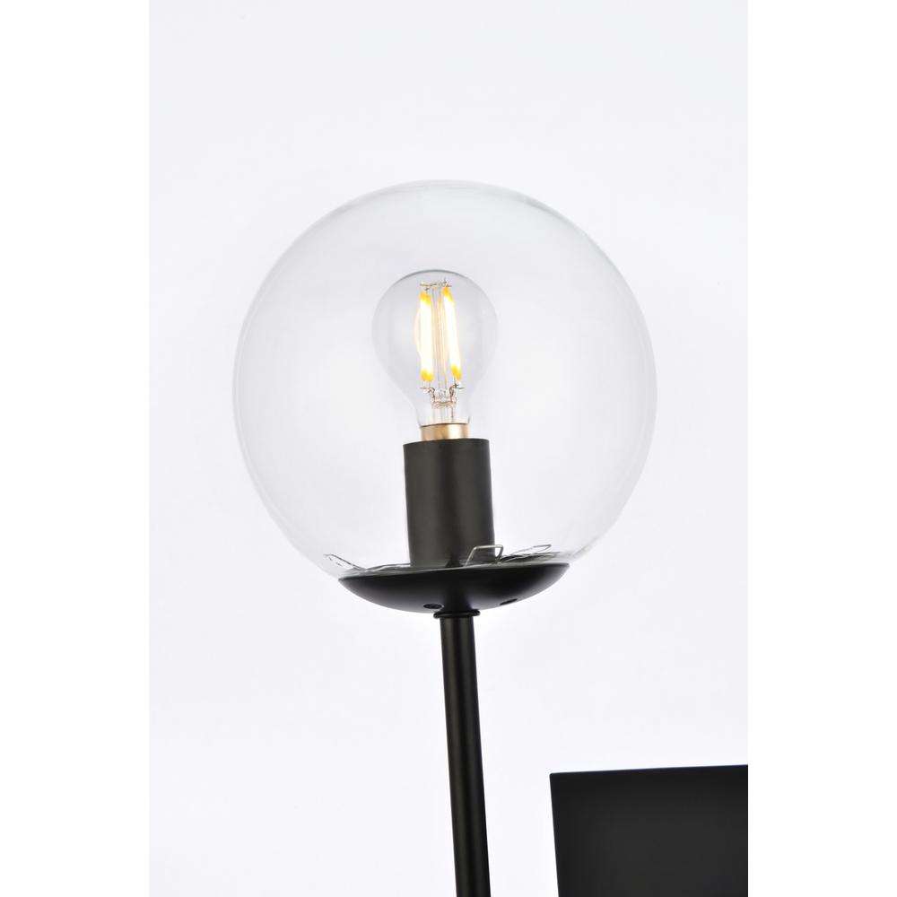 Neri 1 Light Black And Clear Glass Wall Sconce. Picture 3