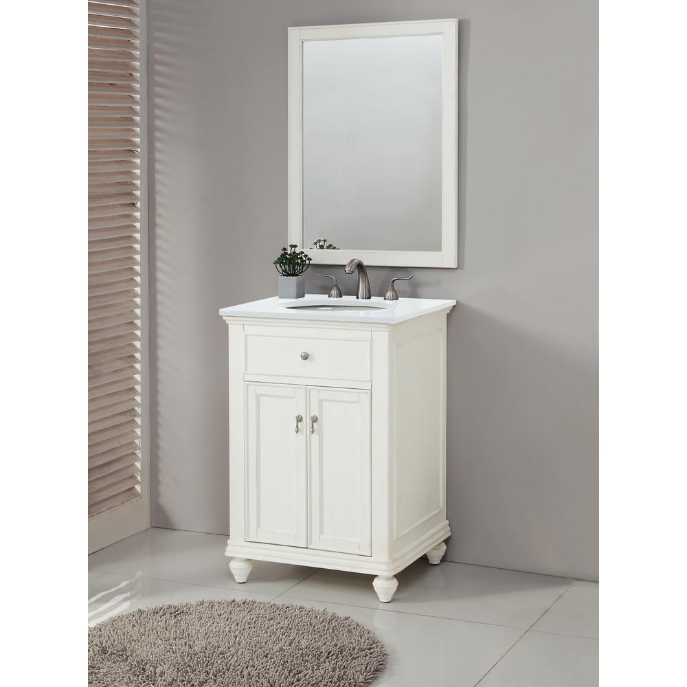 24 Inch Single Bathroom Vanity In Antique White. Picture 10