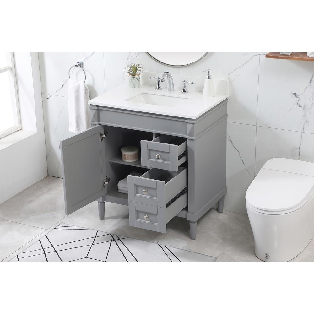 32 Inch Single Bathroom Vanity In Grey With Backsplash. Picture 3