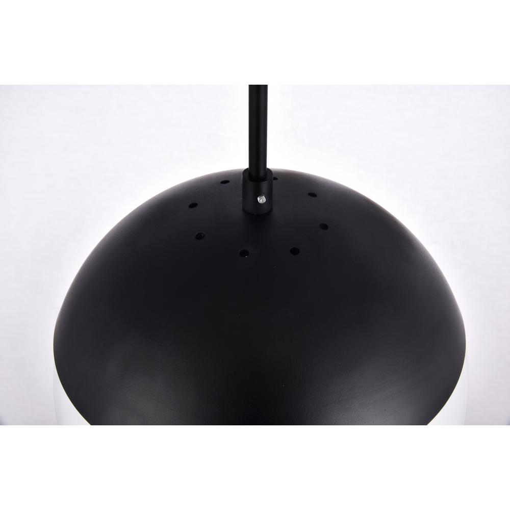 Eclipse 1 Light Black Pendant With Frosted White Glass. Picture 4