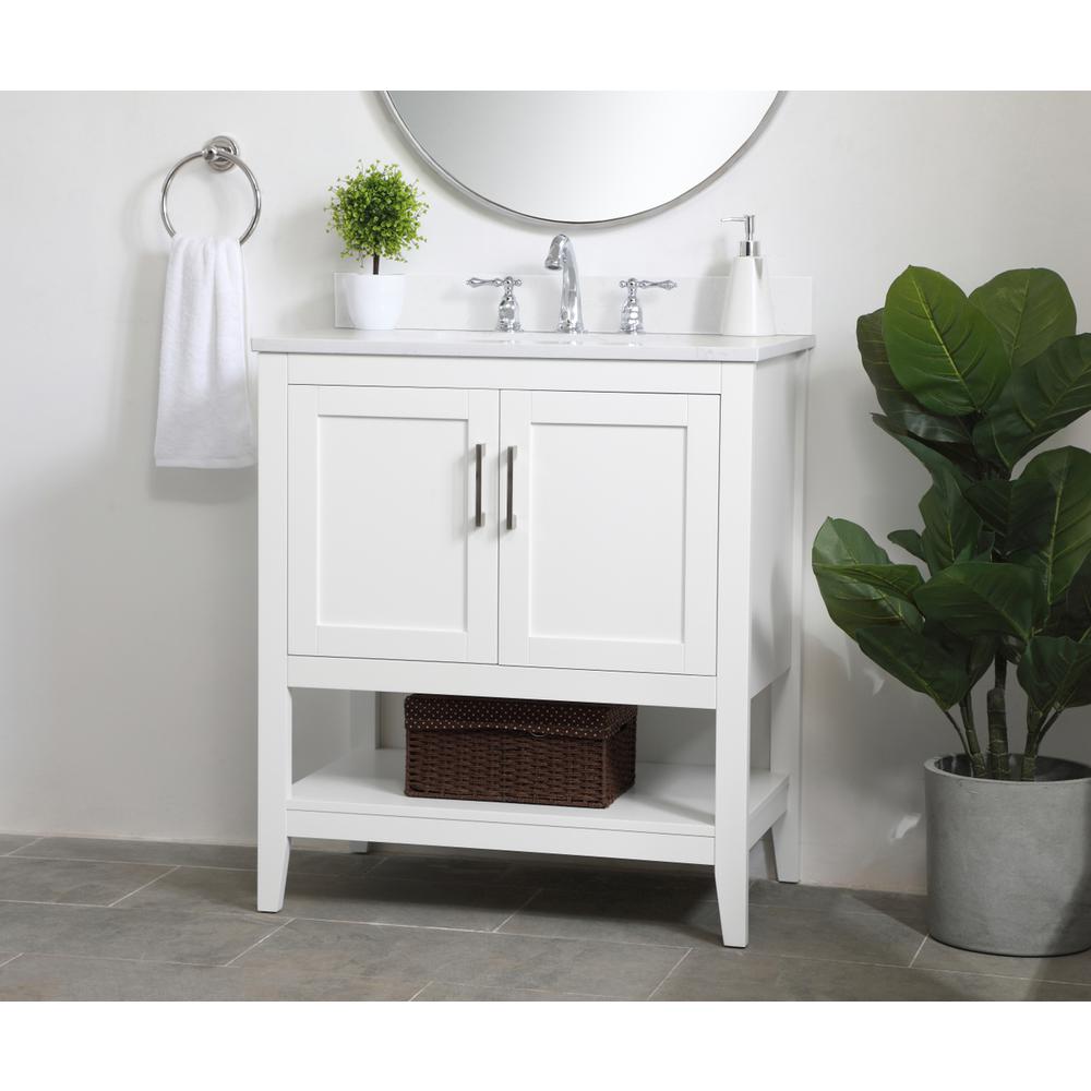 30 Inch Single Bathroom Vanity In White With Backsplash. Picture 2