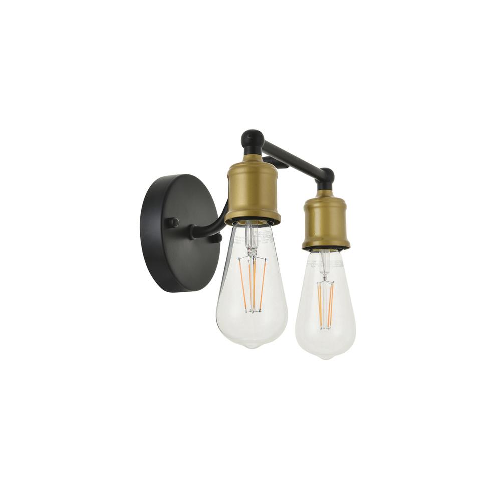 Serif 2 Light Brass And Black Wall Sconce. Picture 7