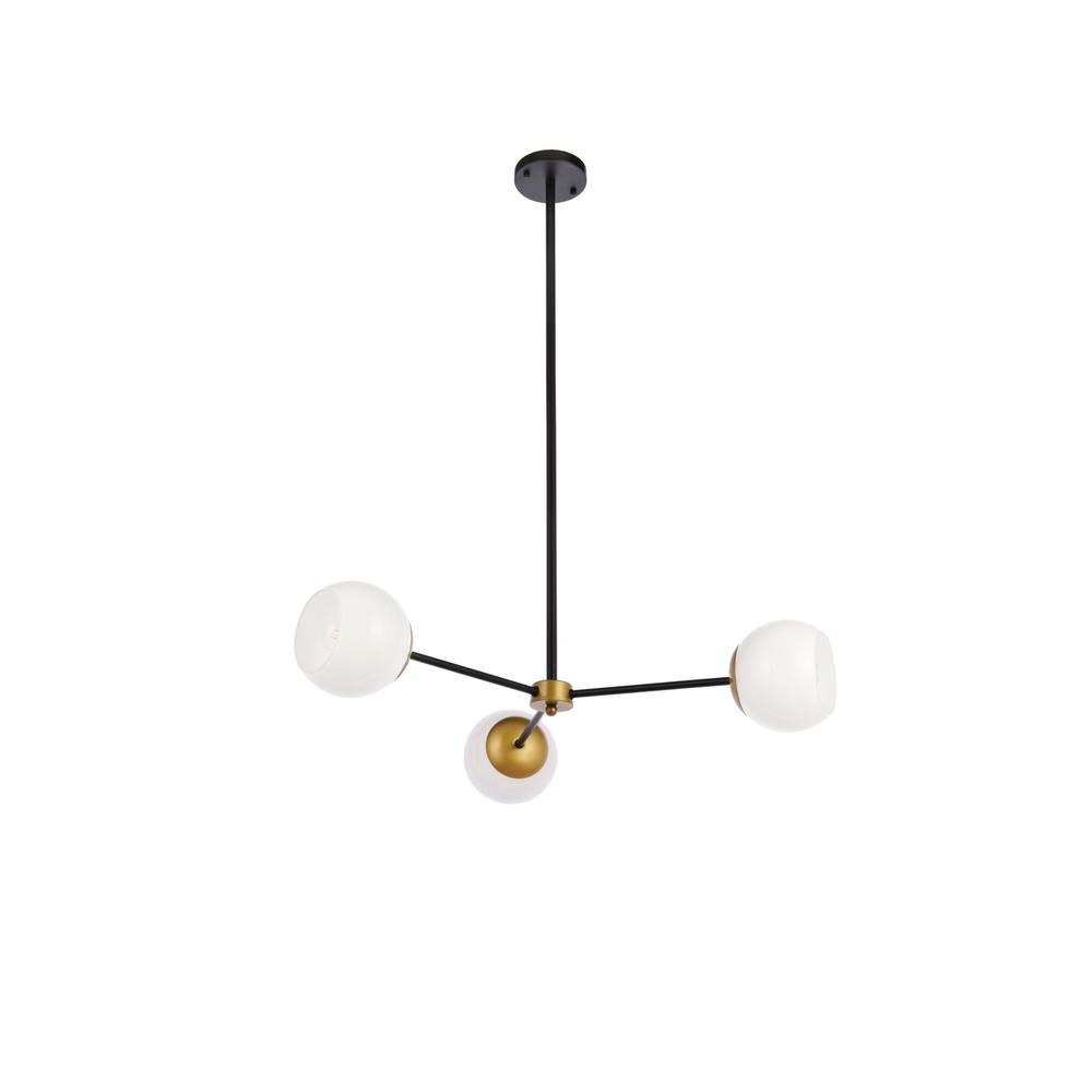 Briggs 32 Inch Pendant In Black And Brass With White Shade. Picture 6