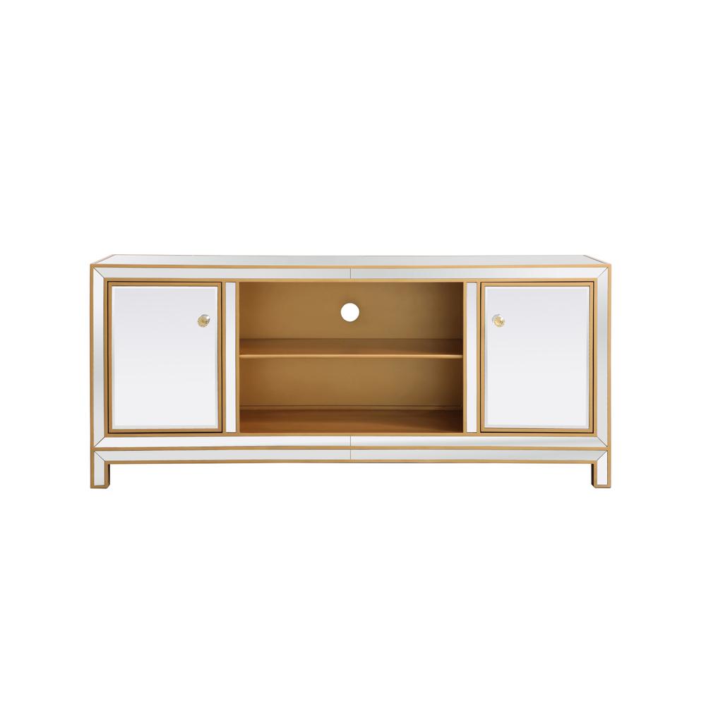 Reflexion 60 In. Mirrored Tv Stand In Gold. Picture 1