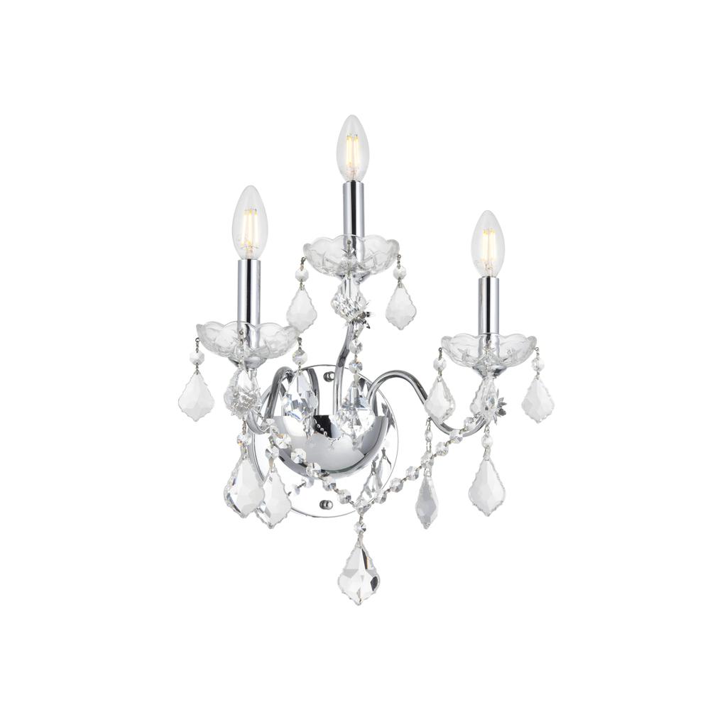 St. Francis 3 Light Chrome Wall Sconce Clear Royal Cut Crystal. Picture 5