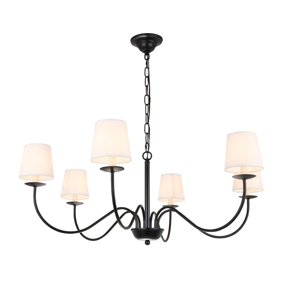 Eclipse 6 Light Black And White Shade Chandelier. Picture 7
