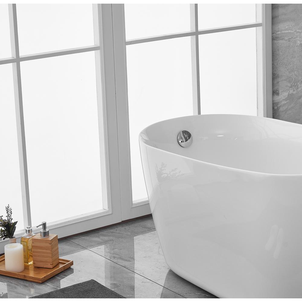 54 Inch Soaking Single Slipper Bathtub In Glossy White. Picture 6