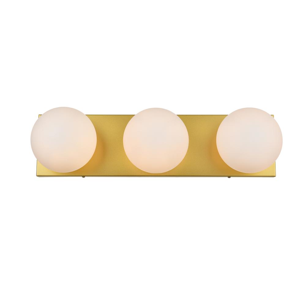 Jaylin 3 Light Brass And Frosted White Bath Sconce. Picture 1