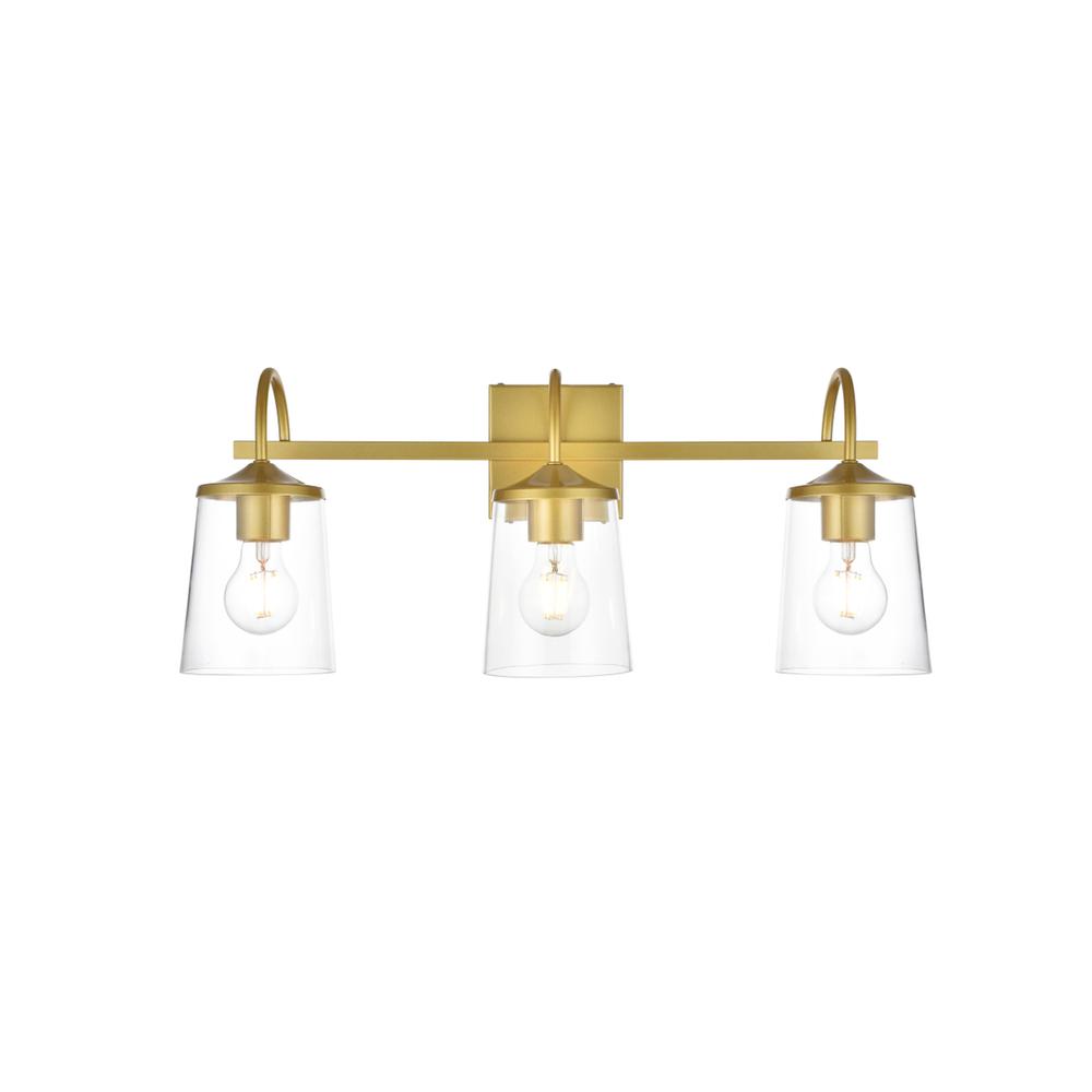 Avani 3 Light Brass And Clear Bath Sconce. Picture 1