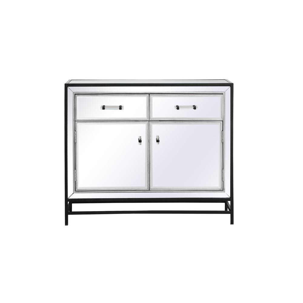James 38 In. Mirrored Cabinet In Black. Picture 1