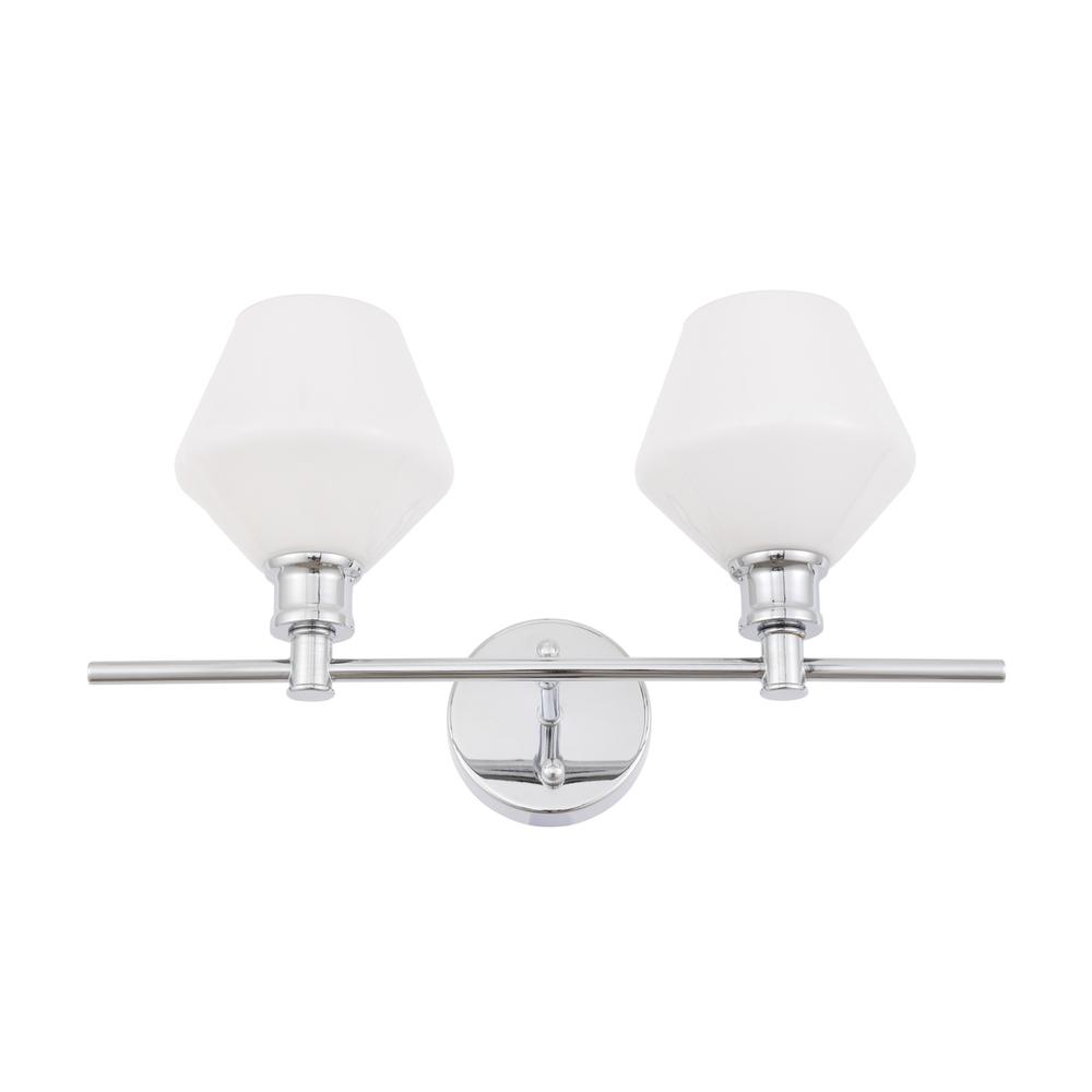 Gene 2 Light Chrome And Frosted White Glass Wall Sconce. Picture 4
