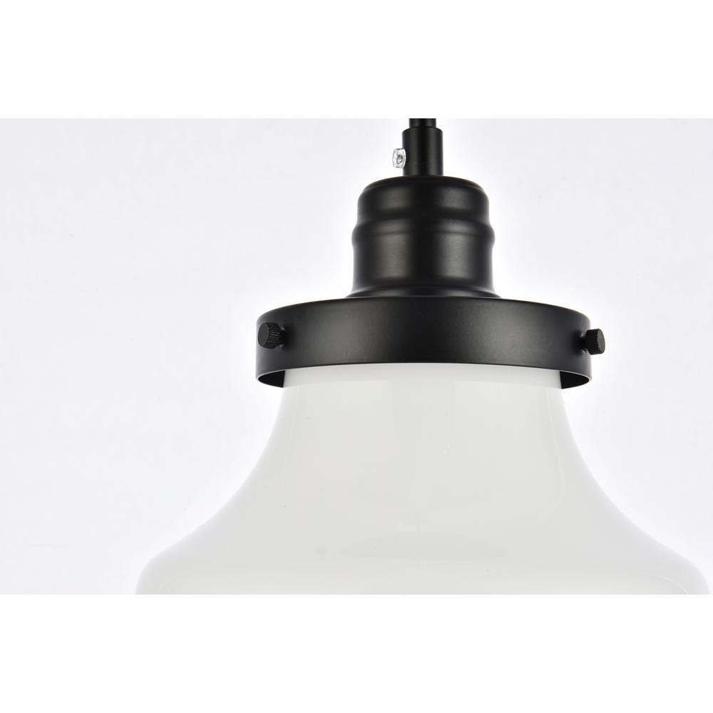 Lyle 1 Light Black And Frosted White Glass Plug In Pendant. Picture 4