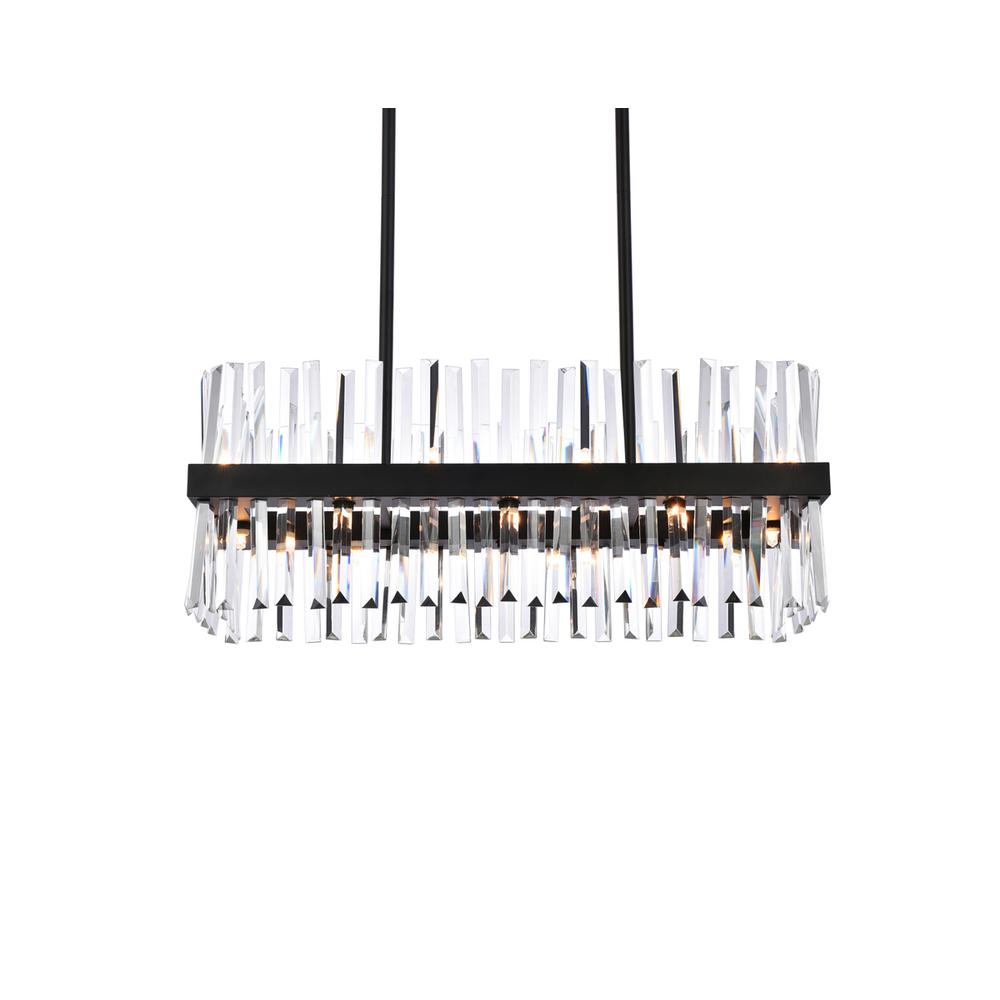 Serephina 30 Inch Crystal Rectangle Chandelier Light In Black. Picture 2