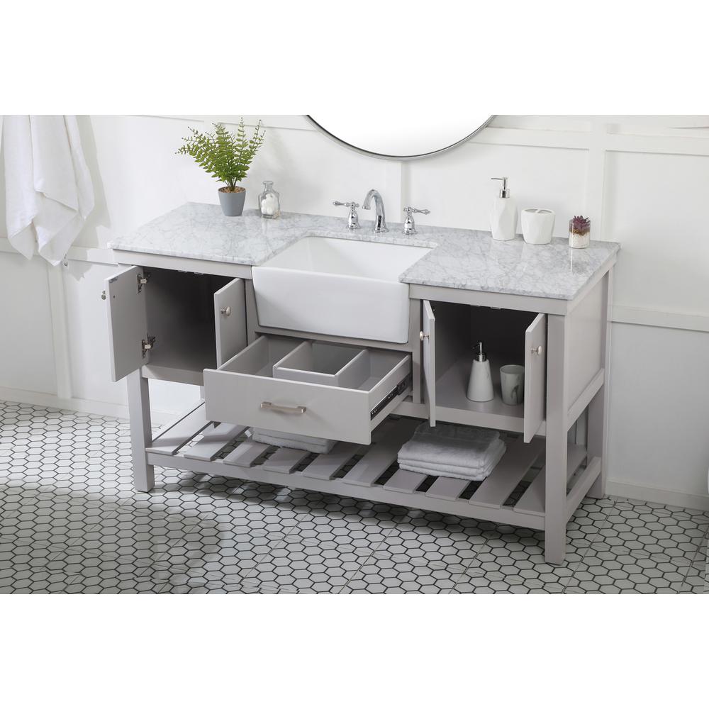 60 Inch Single Bathroom Vanity In Grey. Picture 3
