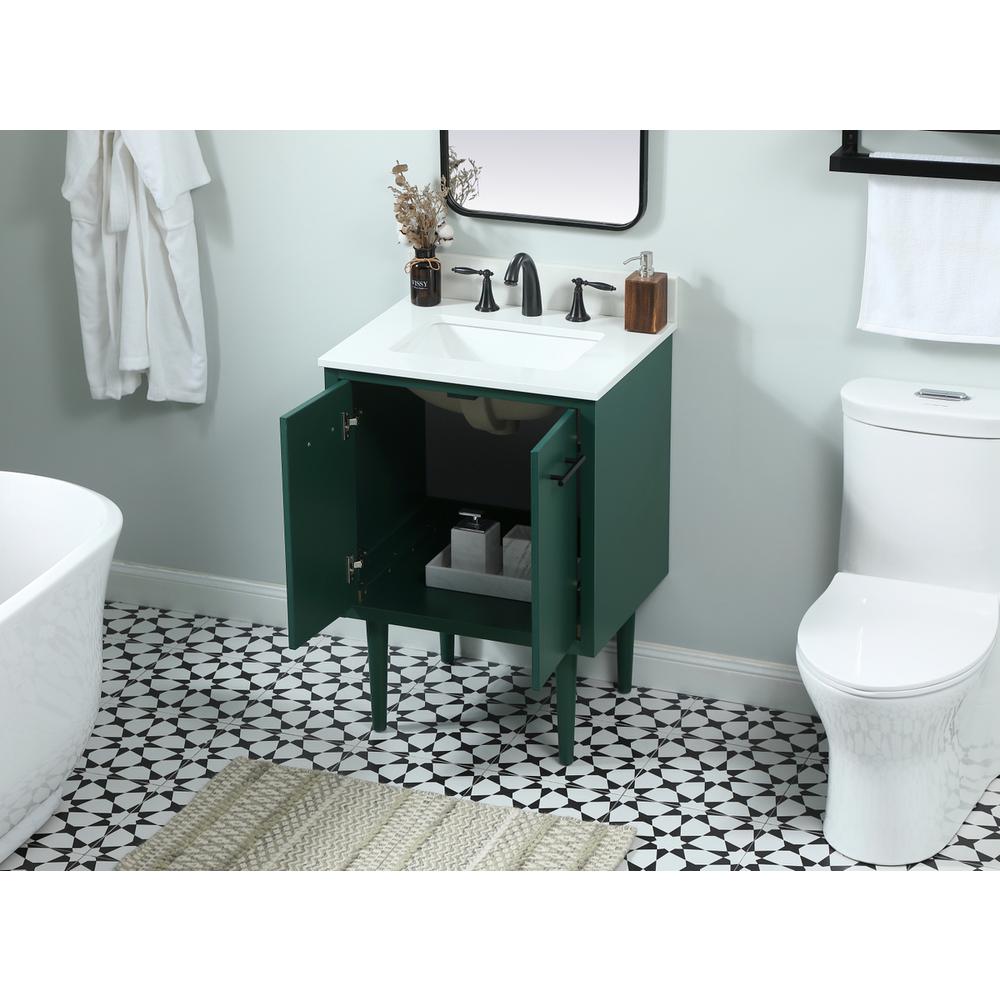 24 Inch Single Bathroom Vanity In Green With Backsplash. Picture 3