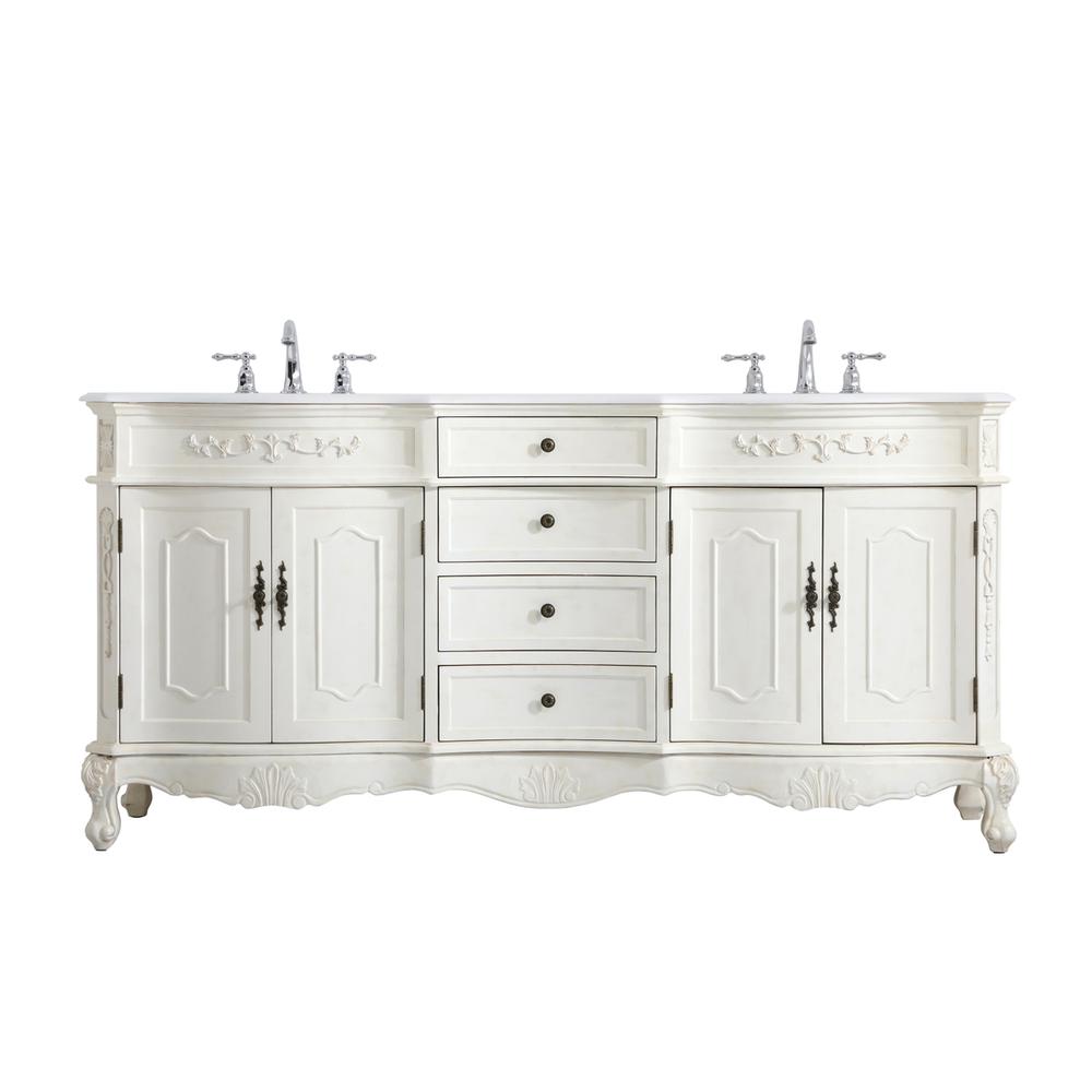 72 Inch Double Bathroom Vanity In Antique White. Picture 1