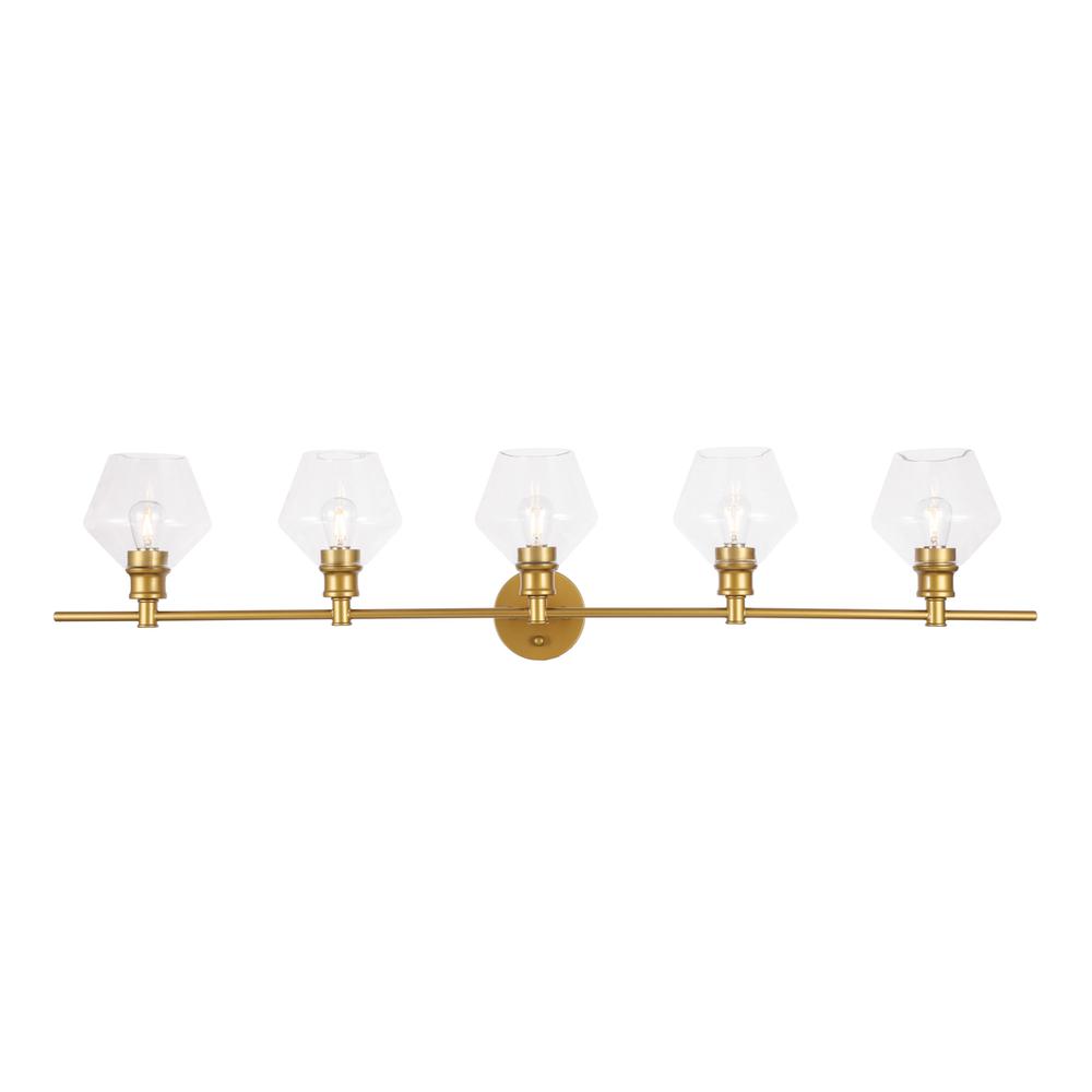 Gene 5 Light Brass And Clear Glass Wall Sconce. Picture 1