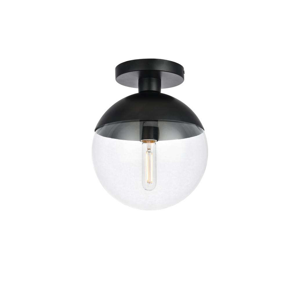 Eclipse 1 Light Black Flush Mount With Clear Glass. Picture 2