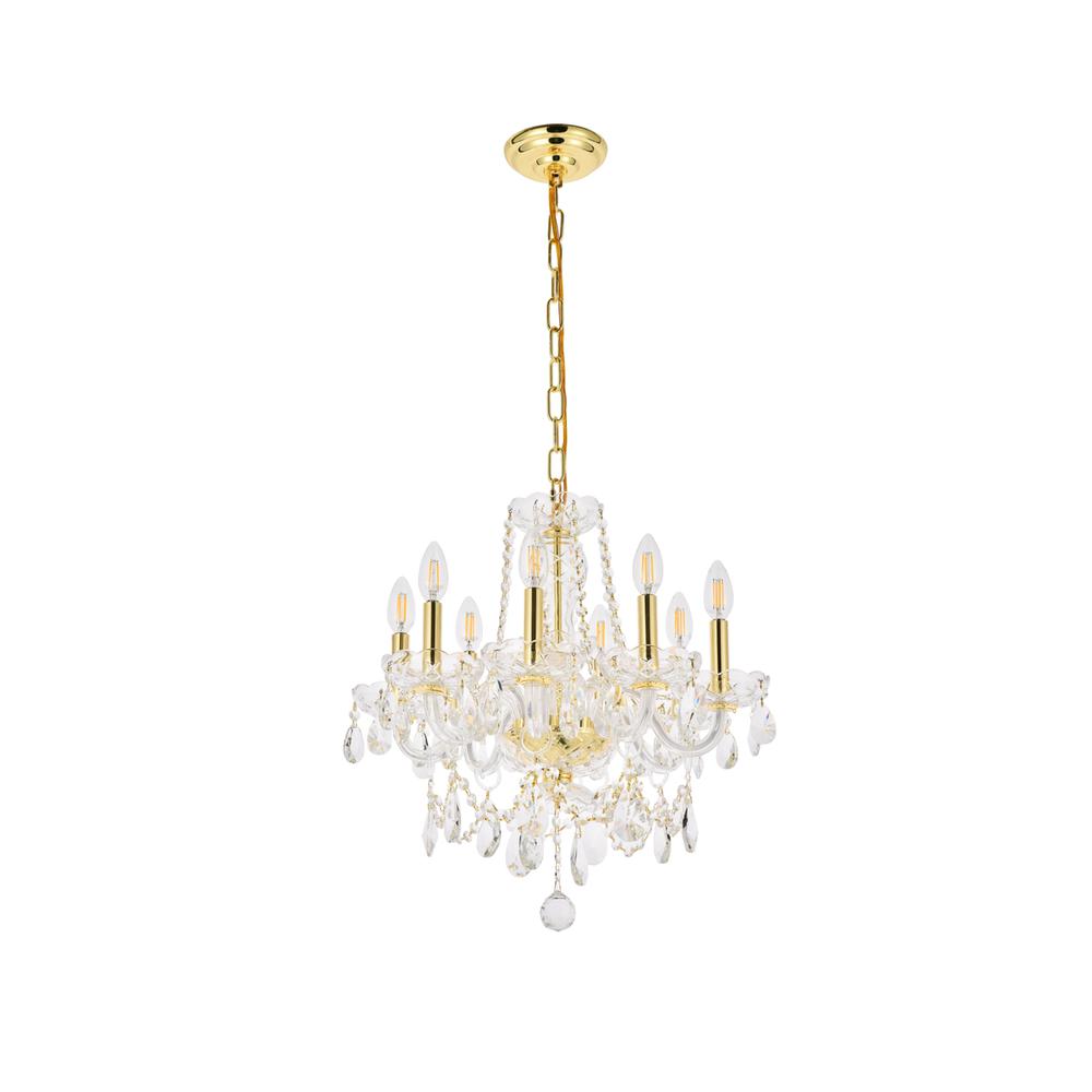 Princeton 8 Light Gold Chandelier Clear Royal Cut Crystal. Picture 6