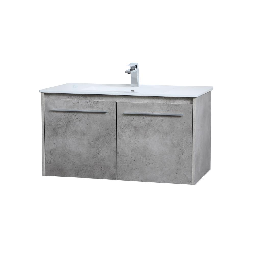 36 Inch  Single Bathroom Floating Vanity In Concrete Grey. Picture 6
