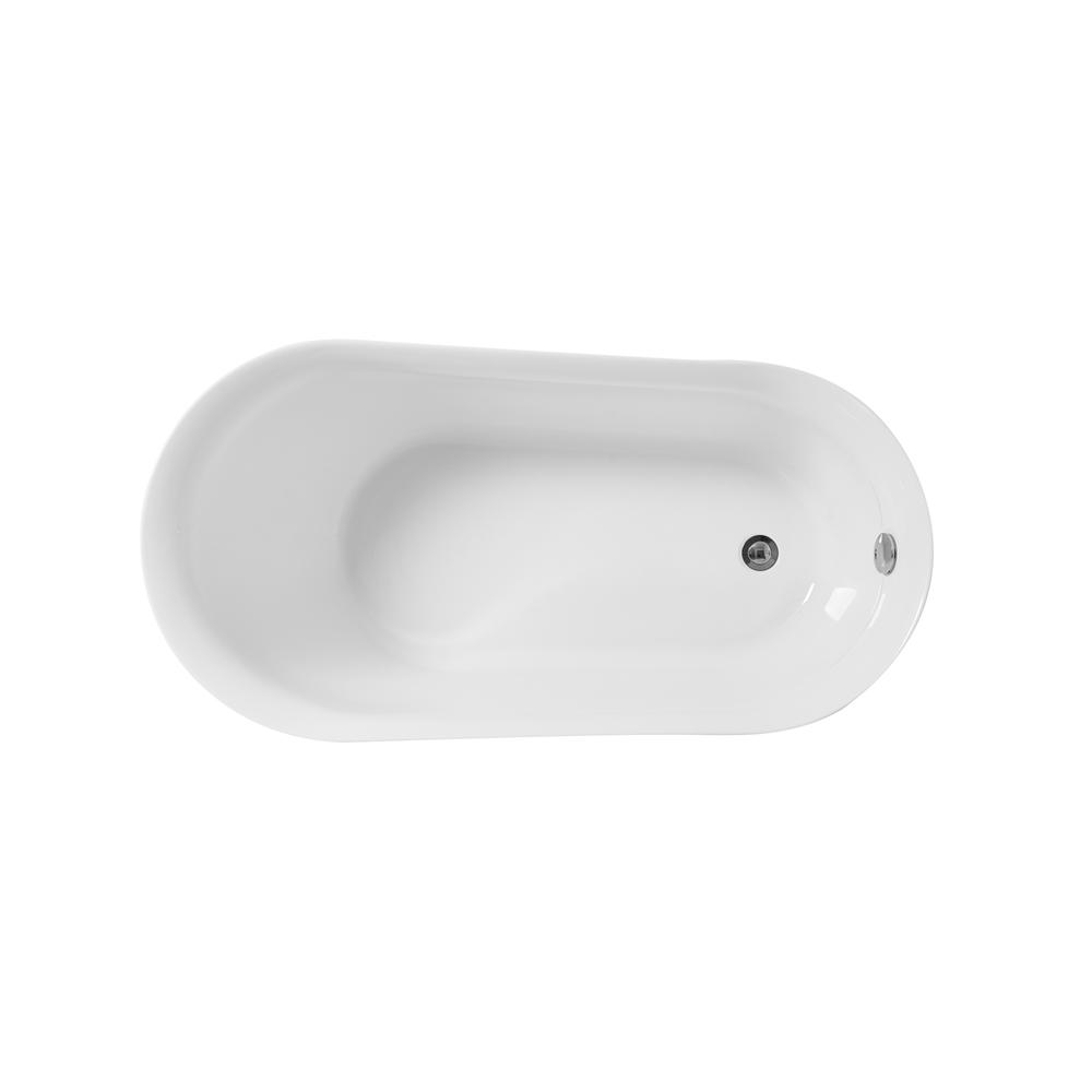 54 Inch Soaking Single Slipper Bathtub In Glossy White. Picture 9