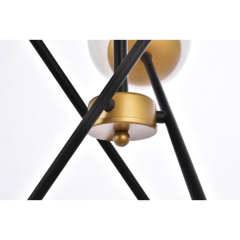 Axl 24 Inch Pendant In Black And Brass With White Shade. Picture 3