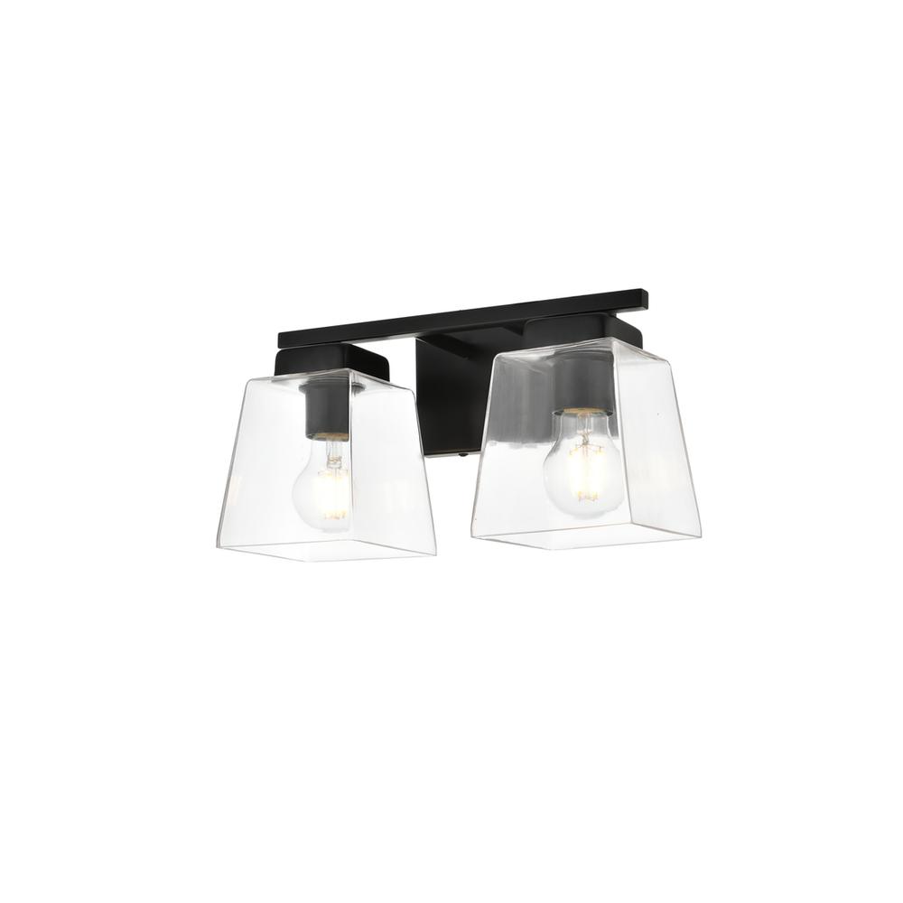 Merrick 2 Light Black And Clear Bath Sconce. Picture 2