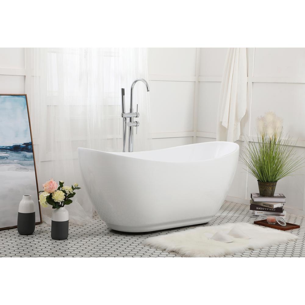 62 Inch Soaking Bathtub In Glossy White. Picture 2