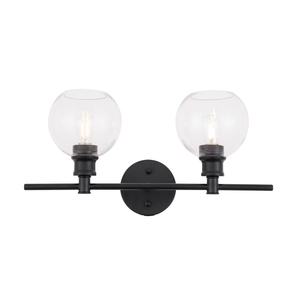Collier 2 Light Black And Clear Glass Wall Sconce. Picture 1