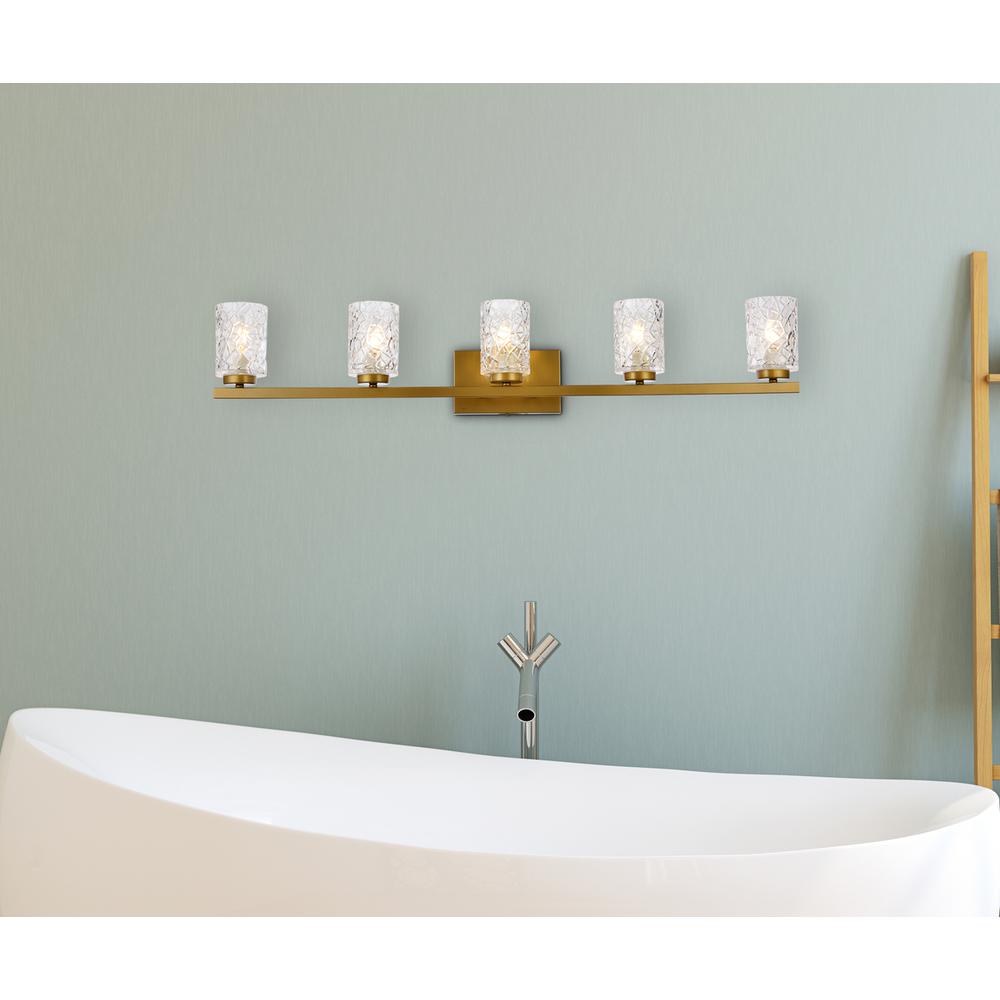 Cassie 5 Lights Bath Sconce In Brass With Clear Shade. Picture 6