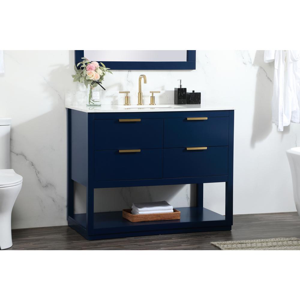 42 Inch Single Bathroom Vanity In Blue With Backsplash. Picture 2
